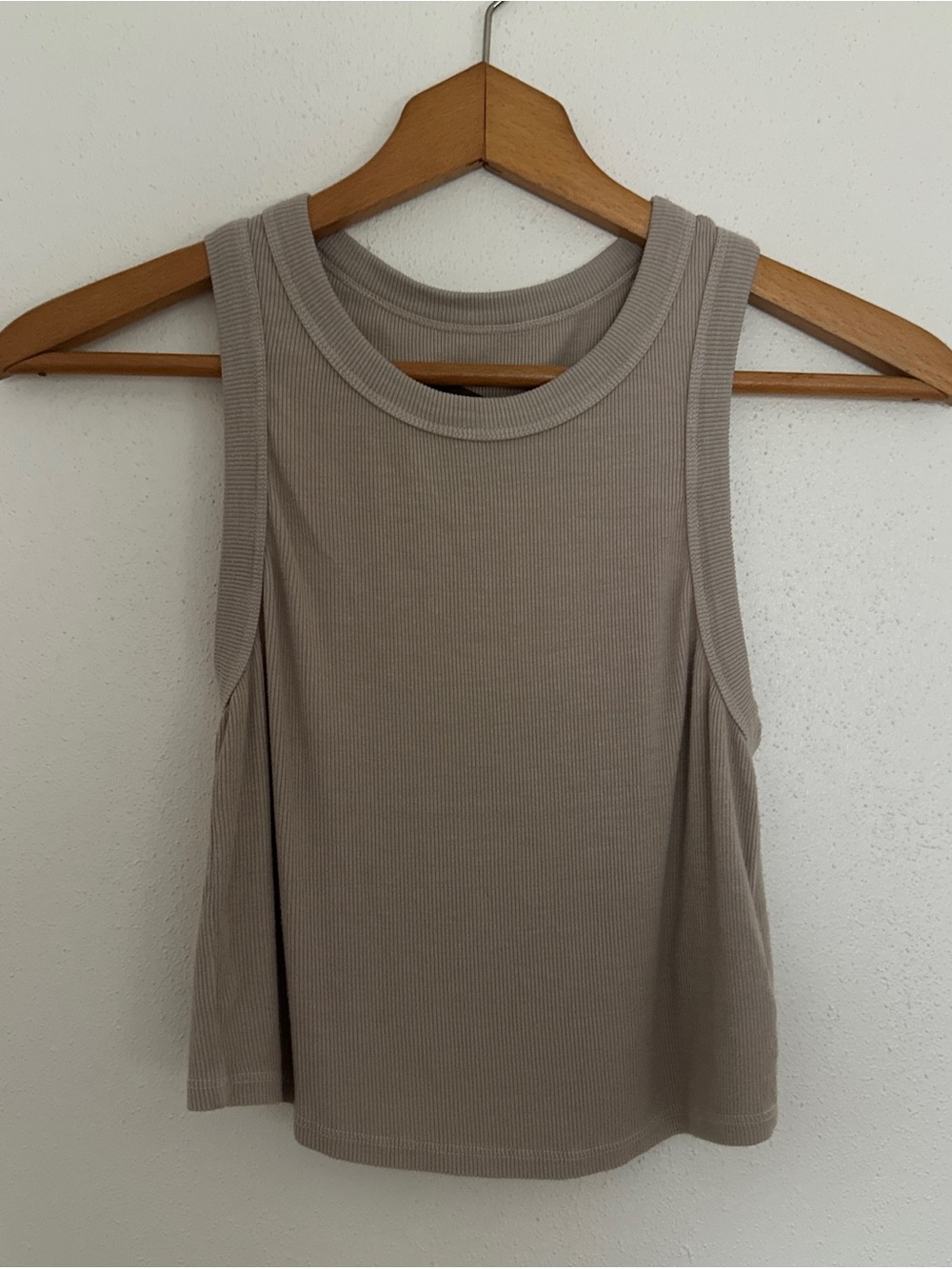 Enza Costa Ribbed Cropped Tank Top NWT Taupe Medium